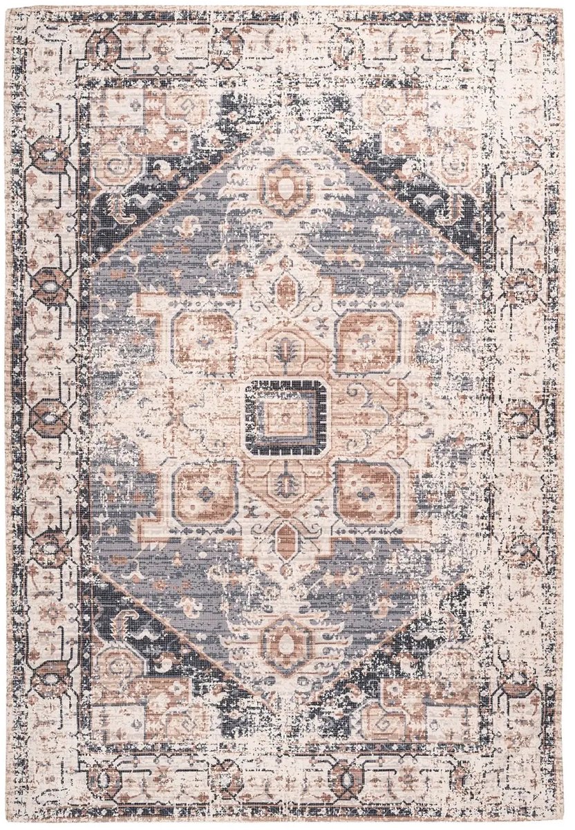 Dutch XXL Vintage Vloerkleed | Tapijt | Indiana | Medaillon | Grijs/Bruin | 120x170 cm Grijs / Bruin