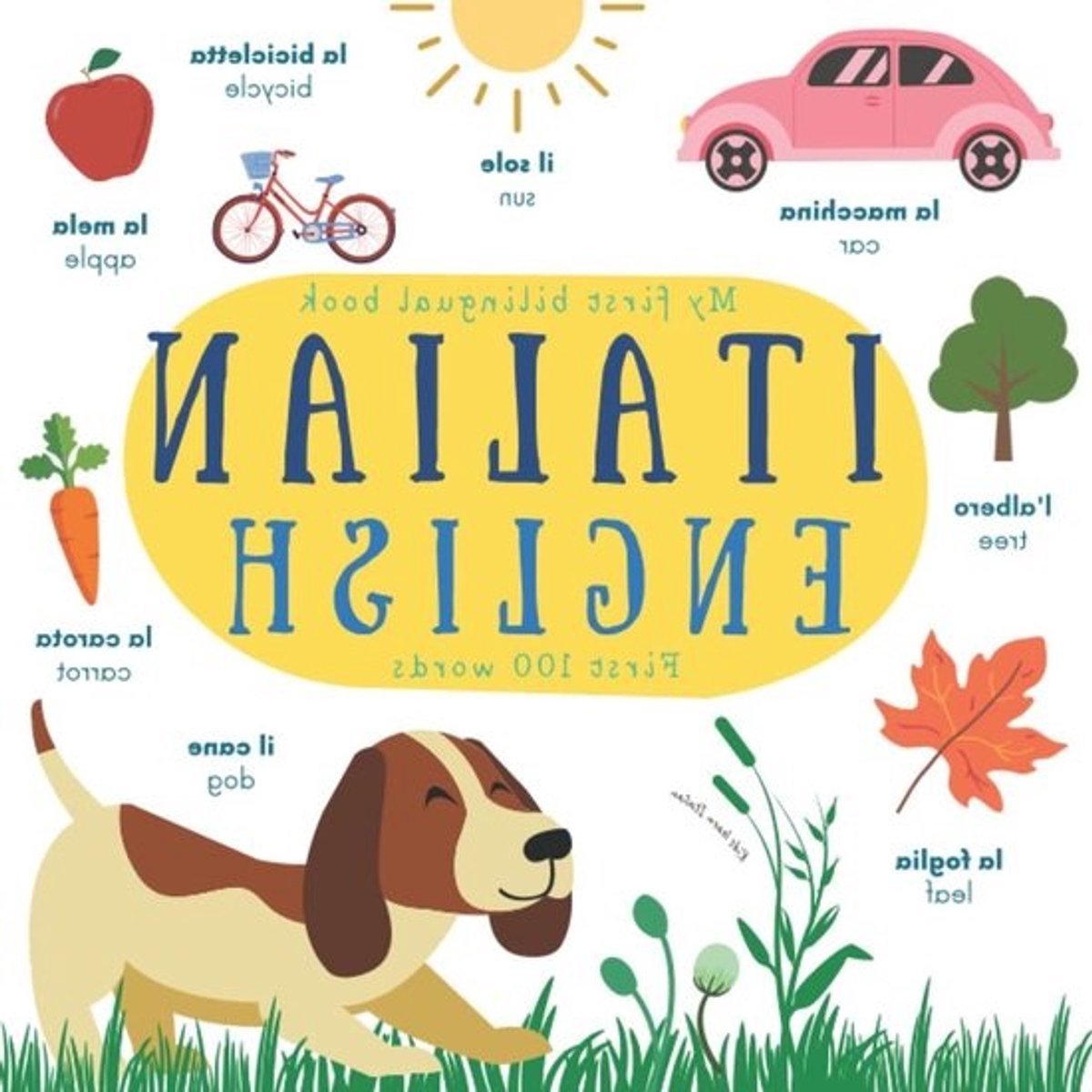Bilingual Kinderboek - Italiaans Engels - Woordjes Leren - Eerste 100 Woorden - 27 pagina's - Wit
