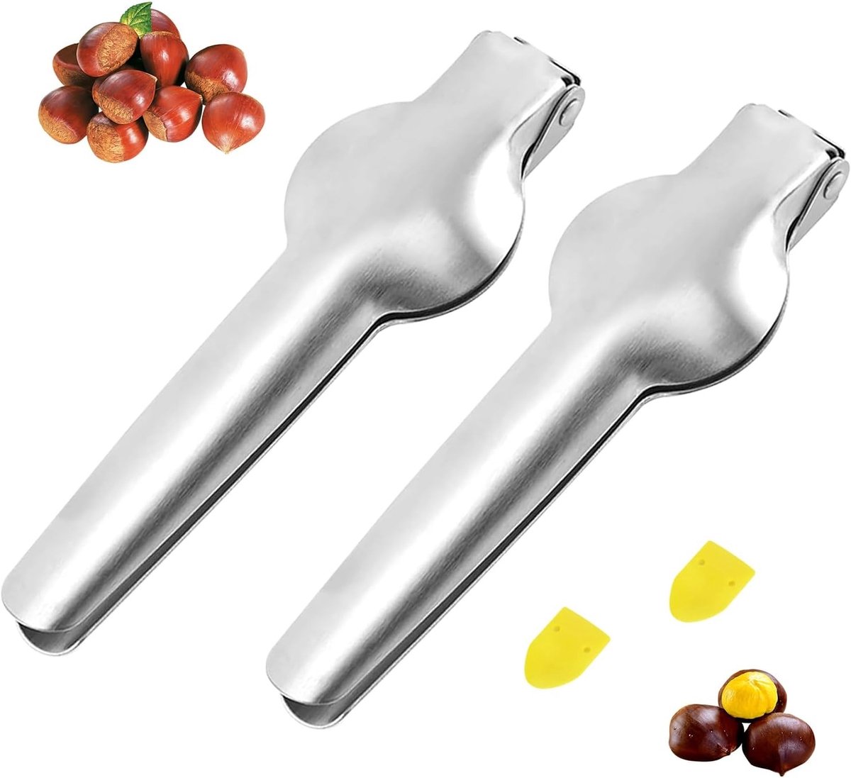 Stainless Steel Kastanjeclip en Notenopener Set - Perfect voor Kastanjes, Walnoten en Noten