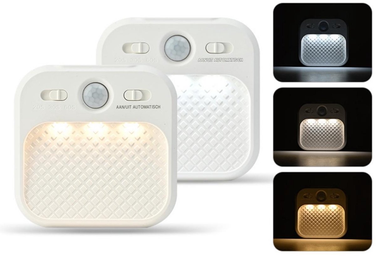 SSTRWGOOD 2 Stuks Nachtlichtjes voor Kinderen - Schemerlamp met Infrarood Sensor - 3 Dimstanden USB-C Oplaadbaar - Geschikt voor Kinderkamer Flur en Trap - Kunststof - Incl. Bewegingsmelder en Aanstekelijk Design