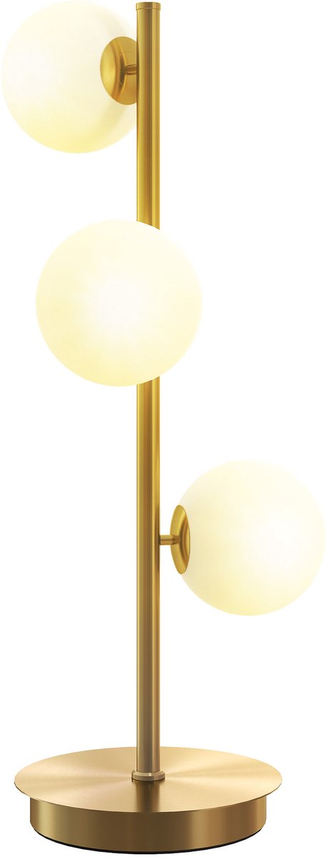 Tafellamp tafellamp met 3 kogelschermen, bedlampje met stabiele stalen voet, G9-fittingen, bureaulamp, leeslamp voor slaapkamer, woonkamer, messingkleurig,53 cm hoog