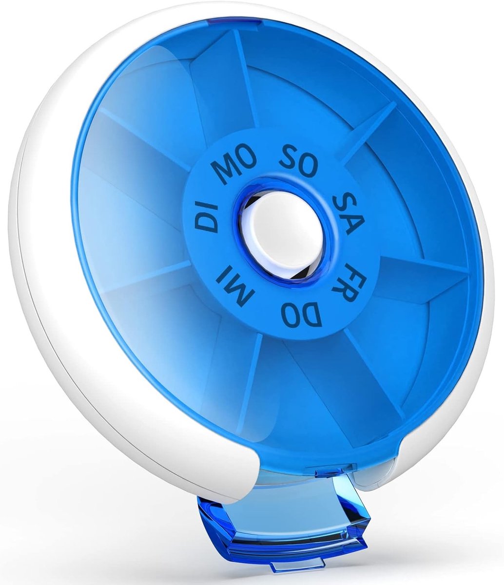Weekdoos voor Medicijnen - 7 Dagen Pillendoos met 1 Compartment - Compacte Tabletten Dispenser in Blauw voor Organisatie en Gezondheid