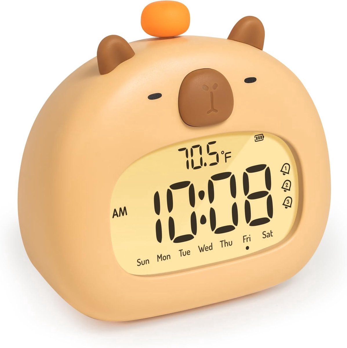 casalora - Digitale Wekker voor Kinderen - Nachtlampje voor Kinderen - Capibara - Met Snooze Functie - Kinderwekker - Dimbaar - USB-C Oplaadbaar - Ideaal voor Jongens en Meisjes - BPA Vrij - Schattige Dieren