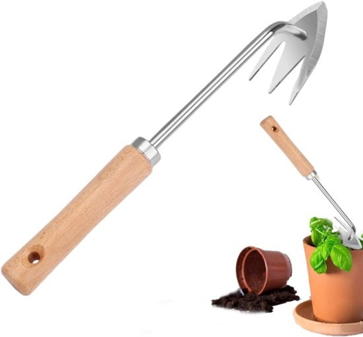 Tuingereedschap - Wiedgereedschap Schoffel - Onkruid Verwijderen - Duurzaam Mangaanstaal - 35 cm - Hout