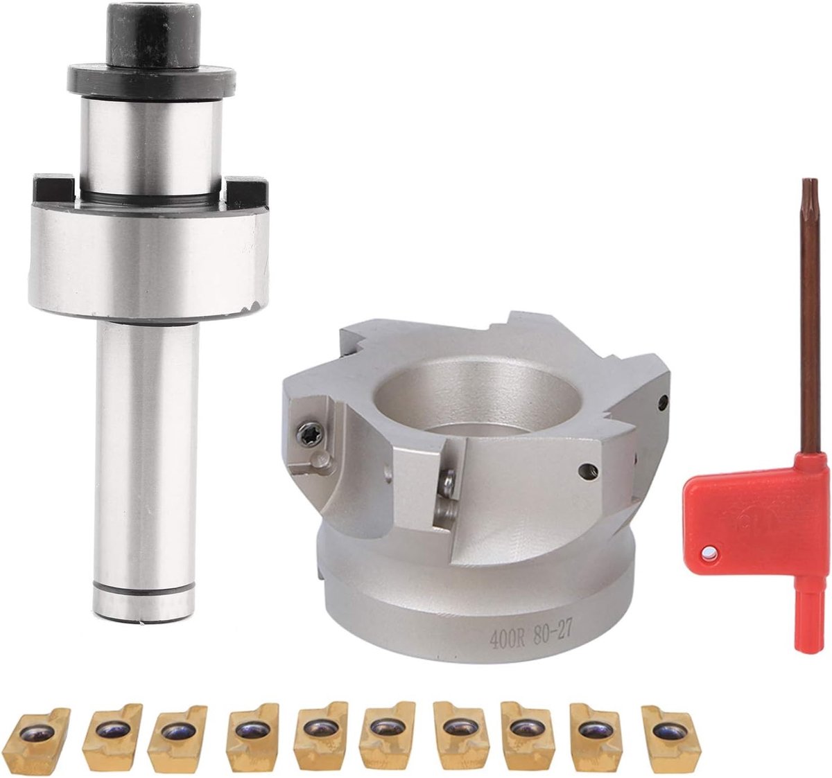 CNC Freesfreeset met C20-FMB27 Collet Houder, BAP400R-80-27-6 Fluitfrees en 10 Stuks APMT1604 Freesinserten voor Precisiefrezen