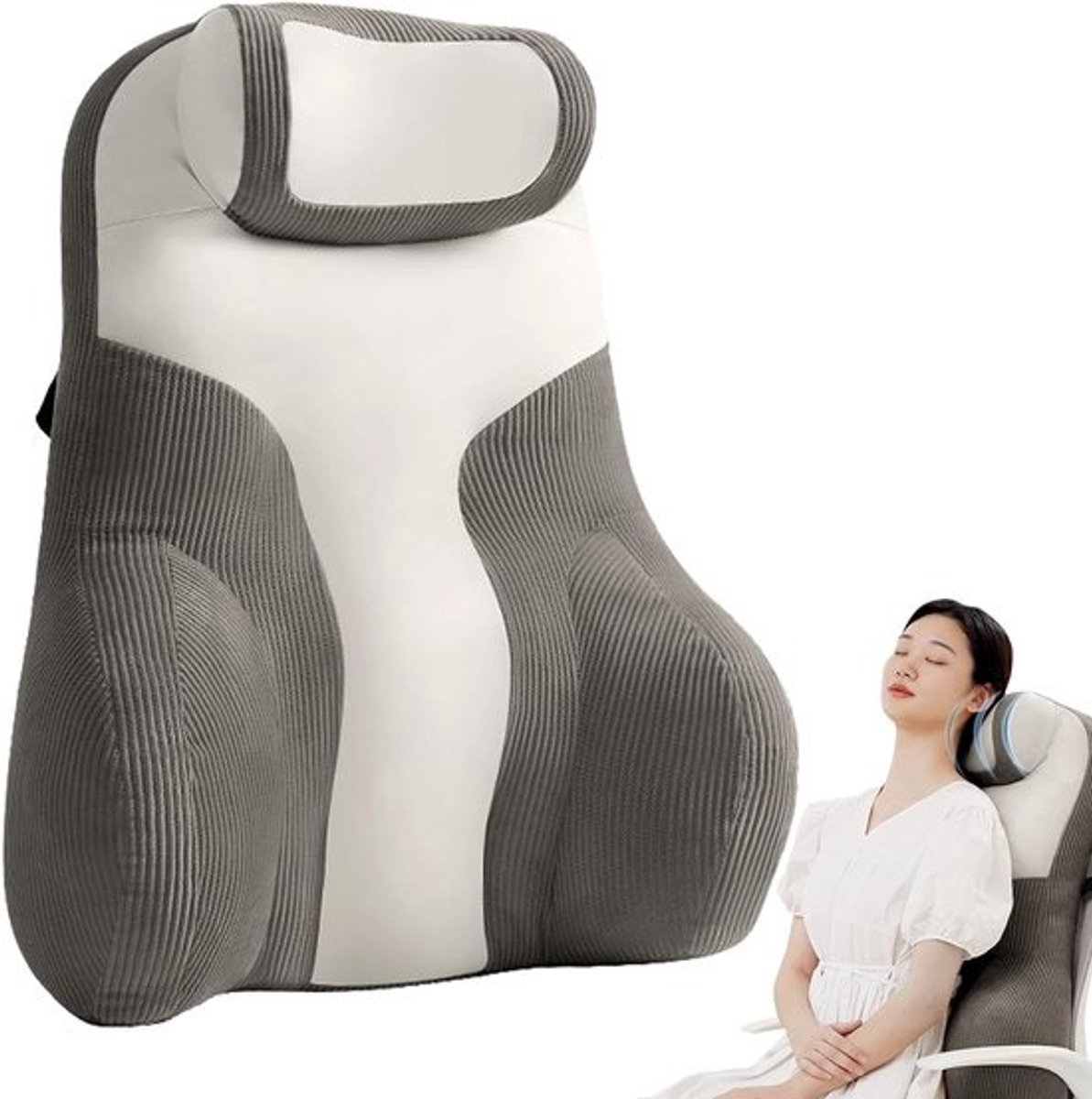 Lezen Kussen - Lezen Ondersteuning - Ontspannen in Bed - Met Armleuningen - 60 x 42 x 20 cm - Grijs