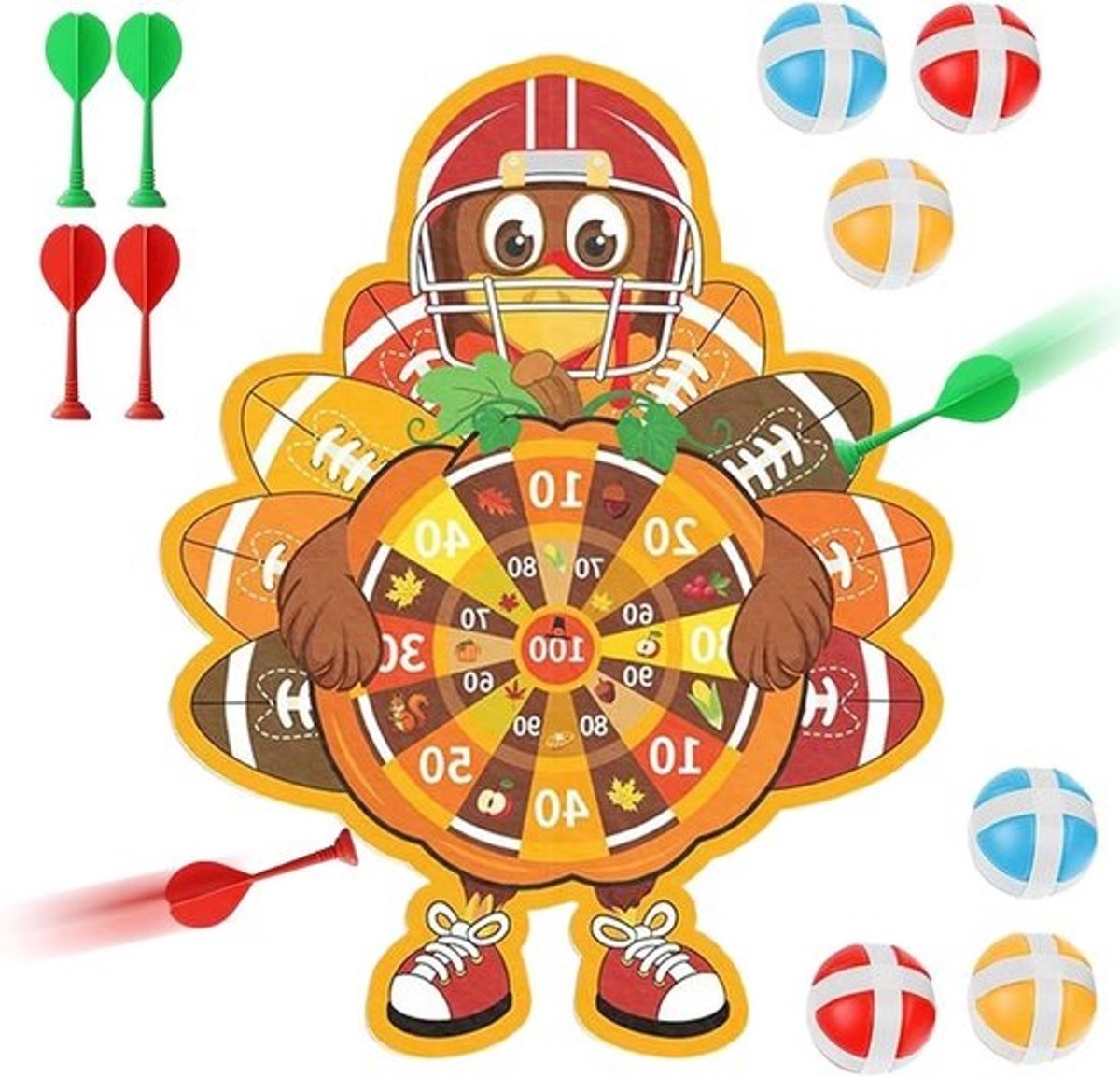 Dartbord Turkije - Feestspel Vakantiespel - Familiefeest - Zacht vilt materiaal - 71 x 56 cm - Multicolor