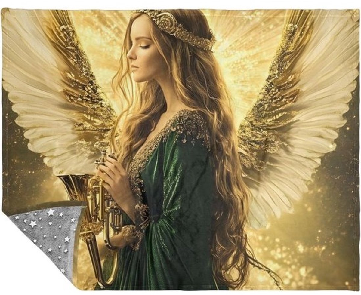Flanellen Deken - Reisdeken Pluche - Gezelligheid Thuis - Glow-in-the-dark Sterren - 70x55 inch - Goud