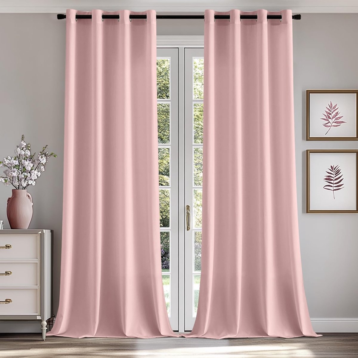 Lichte gordijnen voor de slaapkamer, moderne doorzichtige panelen 55 x 102 inch, roze, 2 stuks, ideaal voor privacy en decoratie