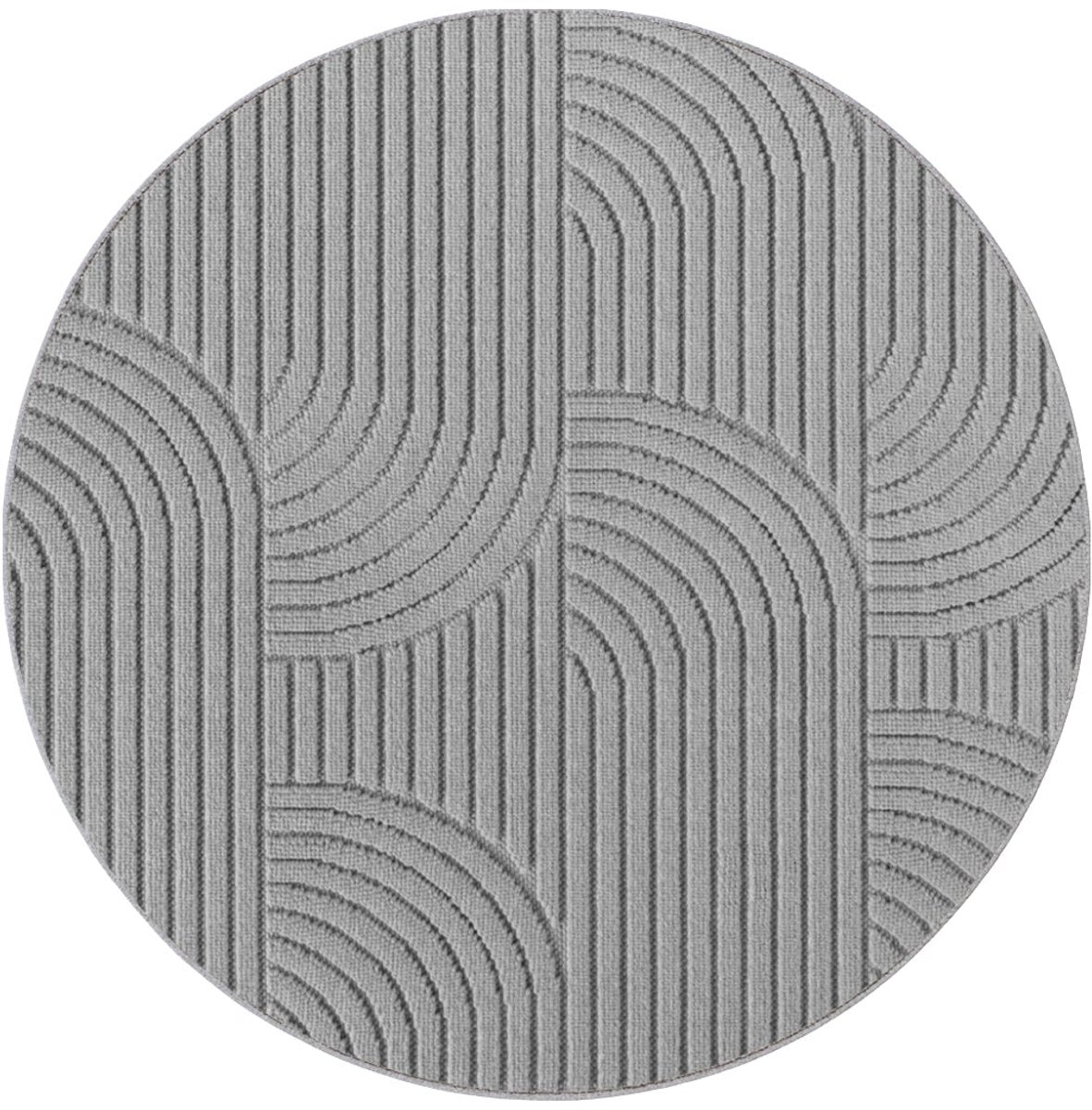 Dutch XXL Rond Japandi Vloerkleed | Tapijt | Helix | Bogen | Zilver | 120x120 cm