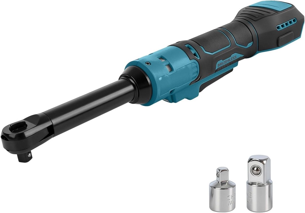 Accu Ratelsleutel 3/8 Inch - Borstelloze Elektrische Sleutel met LED Licht, 80 Nm Koppel en 300 rpm Snelheid, 16 cm Lange Stang