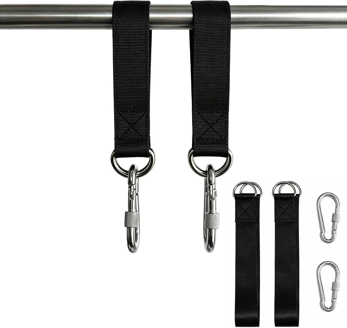 Hammock Bevestigingsset met 2 Stuks, Swing Hangbanden en Carabiners voor Buitengebruik en Tuinactiviteiten
