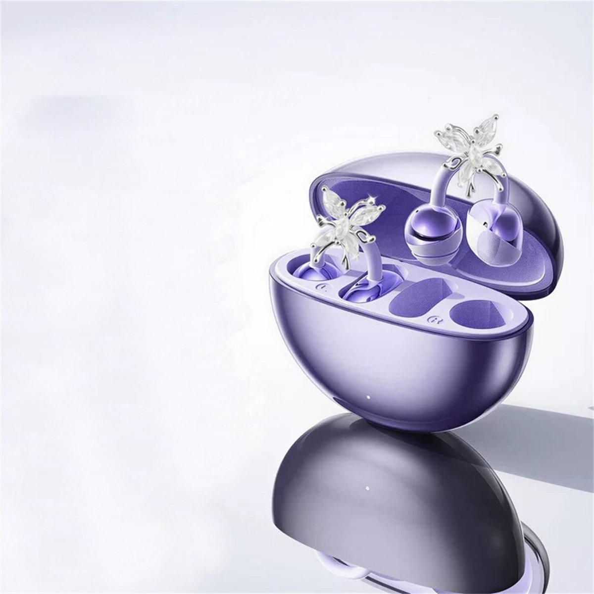 stijlvolle clip-Open Ear Oortjes - Oortjes Draadloos - Sport Oordopjes - 5.4 Bluetooth - Clip On - afneembare vlinderoorbellen- Voor sport en kantoor-Paars