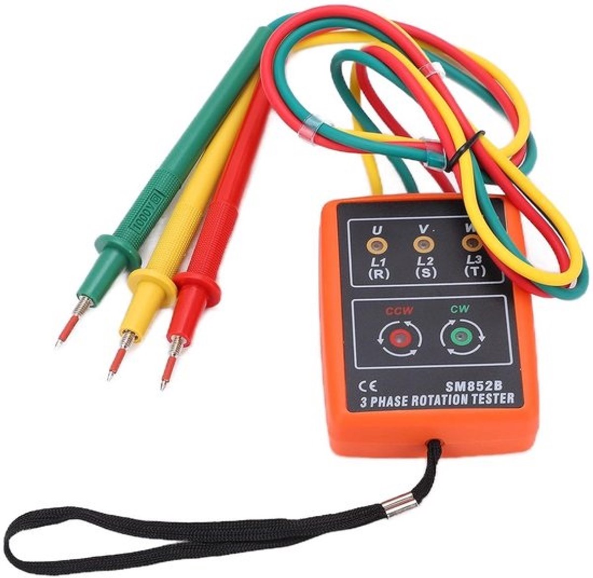 AC Fasevolgorde Meter - Driefasen Tester Rotatie - Elektrische Installaties Controleren - LED Indicatie Batterijvrij - 60V tot 600V - Zwart