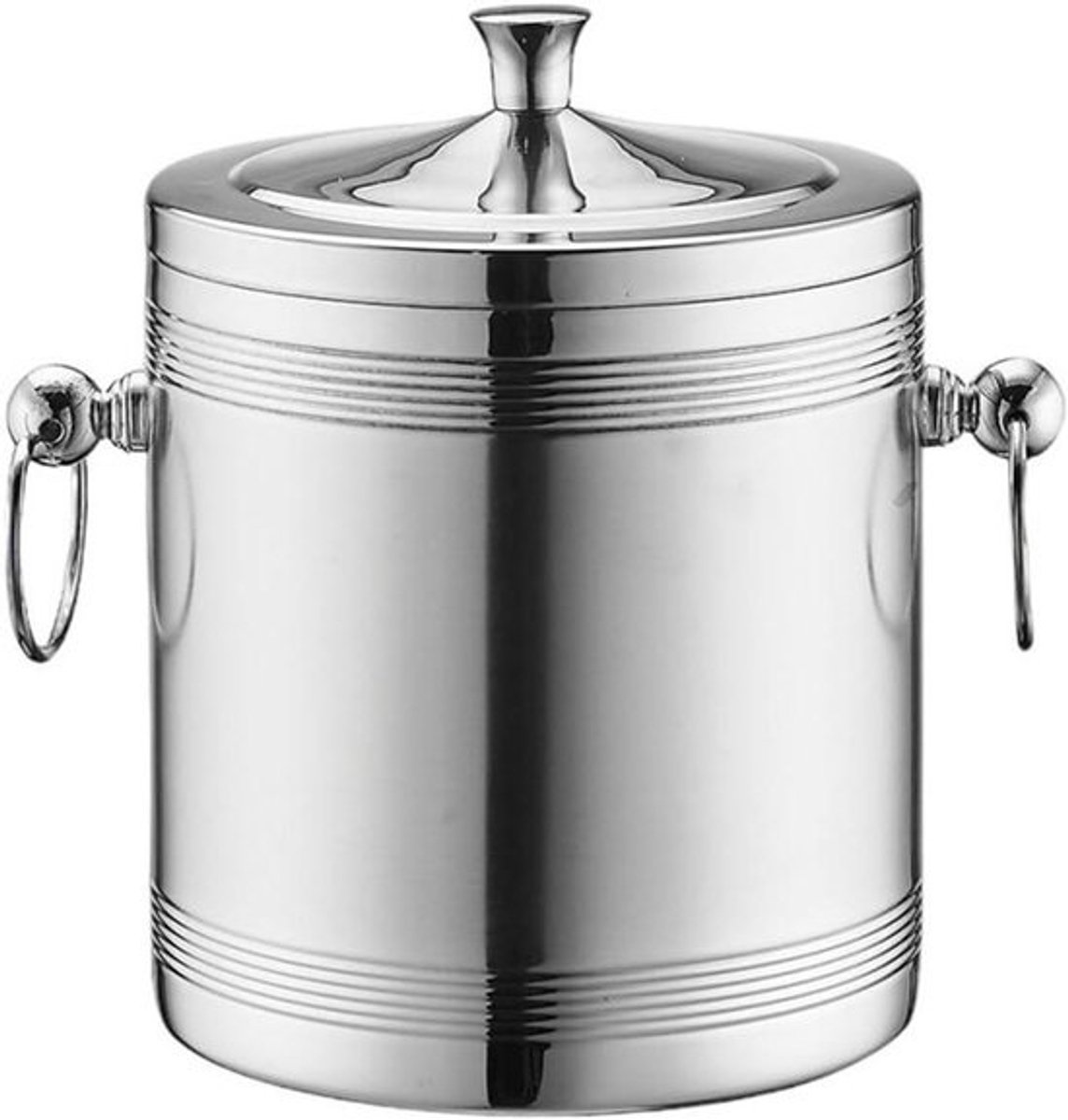 Metalen ijsemmer - Ijscontainer koeler - Cocktails maken - Dubbele wand - Klein - Zilverkleurig