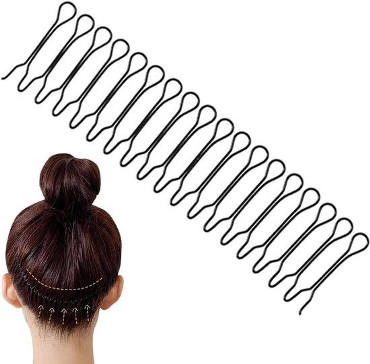 Draadhaarkammen - Zijkammen Haarclip - Haarstyling - Rekbaar en buigbaar ontwerp - 159 x 96 x 099 cm - Zwart