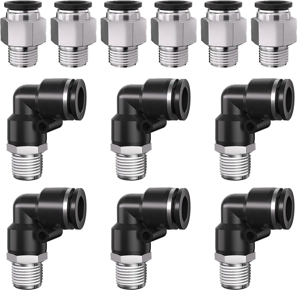 Luchtslangkoppelingen Set - 12 Stuks met 1/8'' Draad
