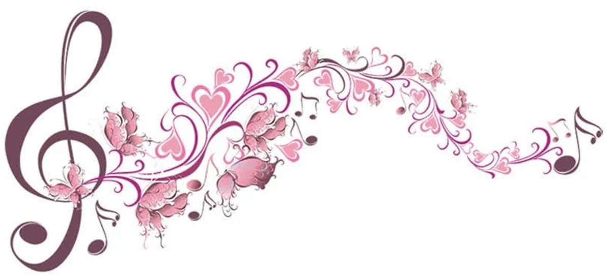 Muzieknoot Muursticker - Roze Zelfklevend voor Woondecoratie