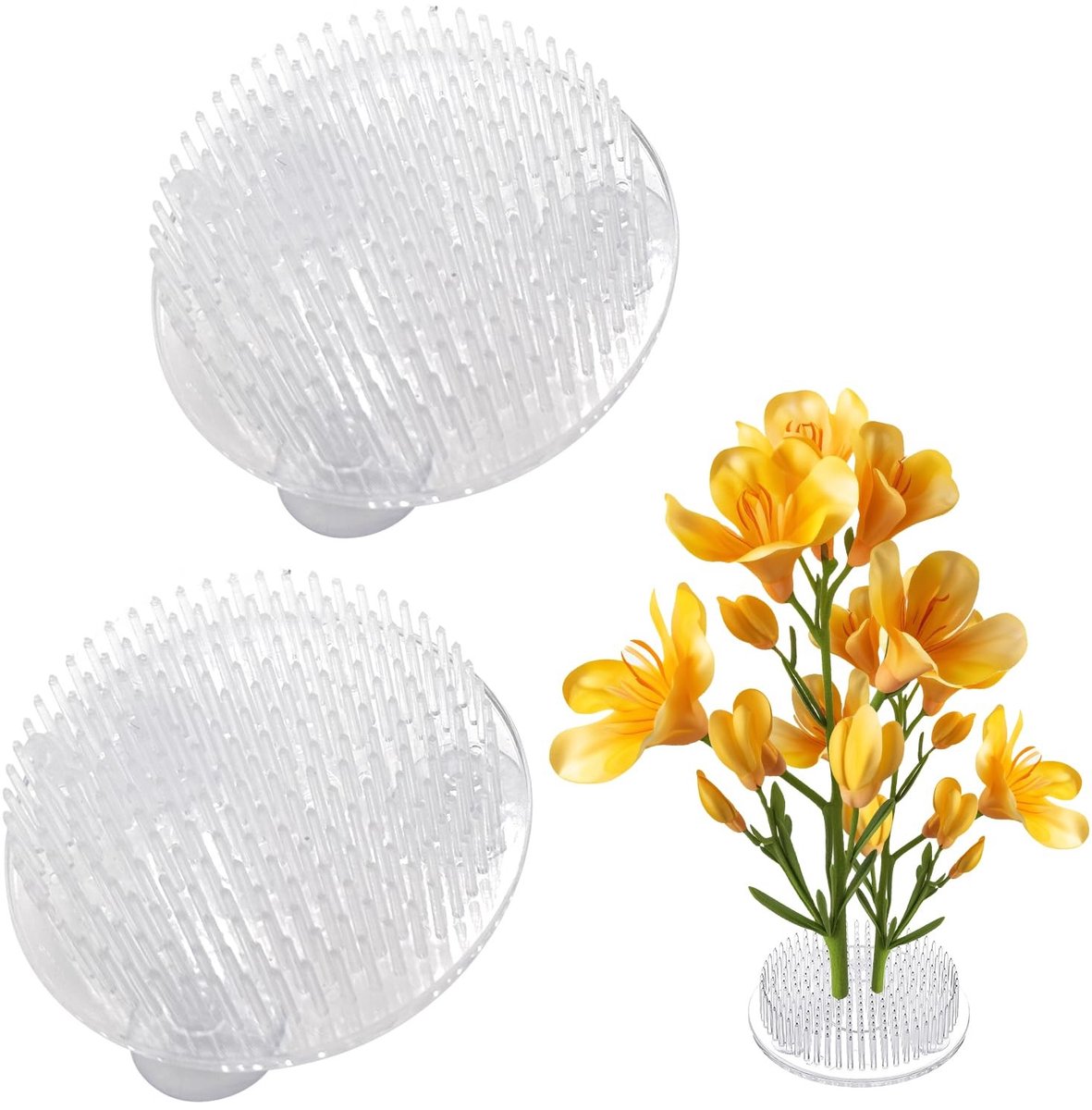 2 Clear Plastic Flower Frogs - voor DIY en decoratie