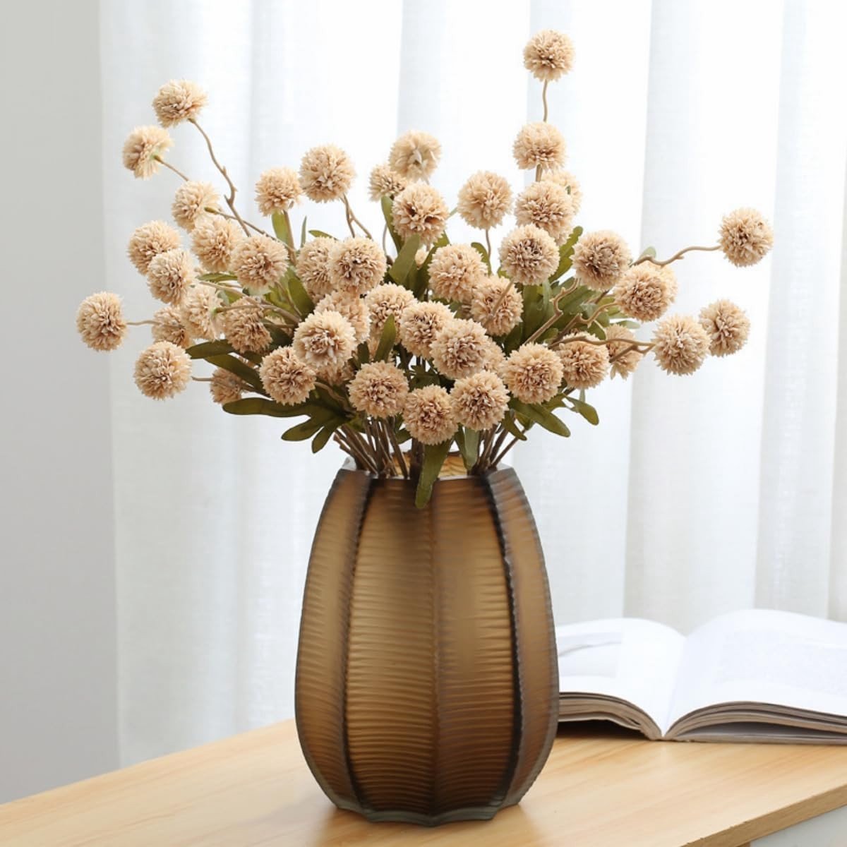 Kunststof Chrysant Bloemen - 9 Stuks Beige