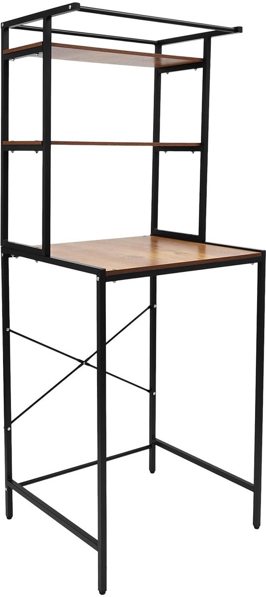 Opbergrek met 3 niveaus - Zwart en eiken