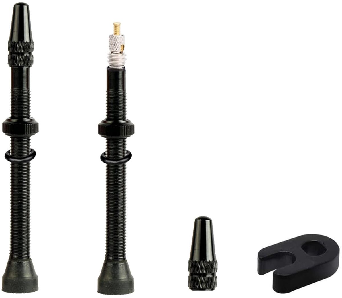 Tubeless Presta Ventiel Set - 2 Stuks met Kernverwijderaar - Zwart