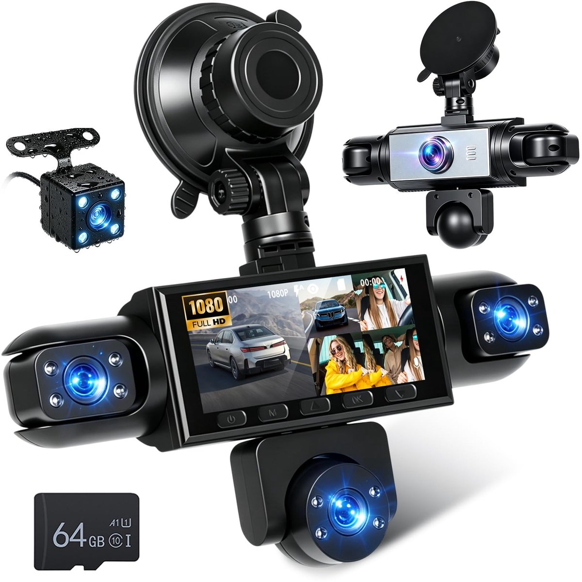 Dashcam 1080P - 5 kanalen met 3,16 inch scherm