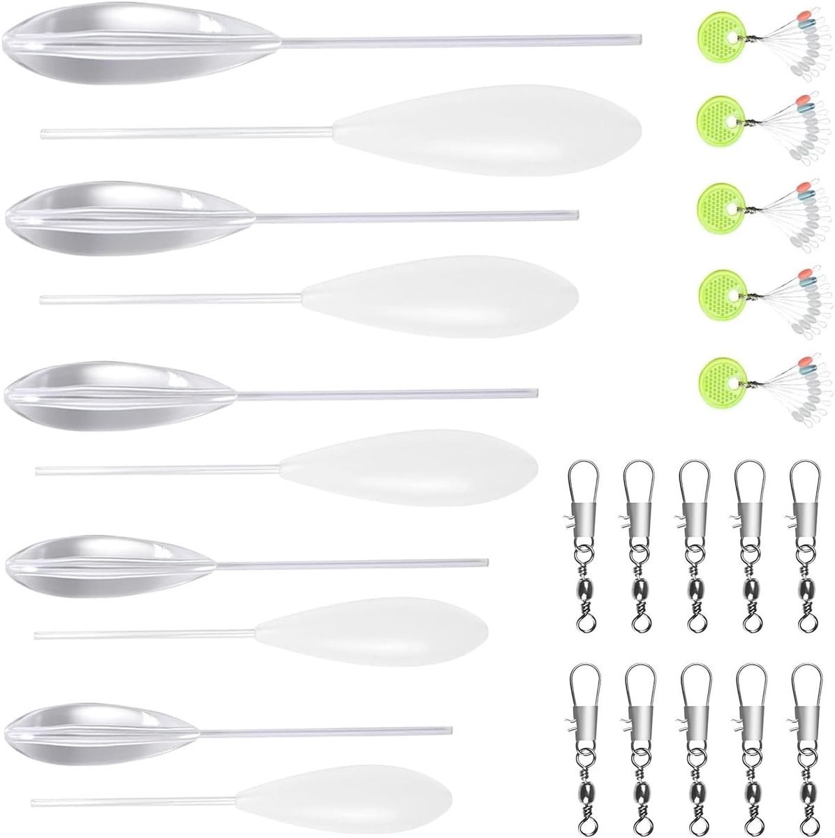 Spirolino Trout Set met 25 Onderdelen voor Forelvissen, Inclusief 5 Sinkende en 5 Drijvende Spirolino's, Perfect voor Visaccessoires en Vistrips