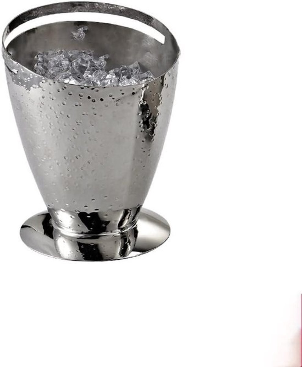 IJsemmer Champagne Emmer - IJsblokjeshouder Bierkoeler - Dranken Koelen - Roestvrij Staal Hamerpunt - 175mm - Zilverkleurig