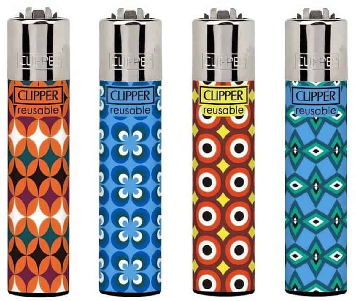 Clipper Classic Large Aanstekers "Retro Style 3" (4 Stuks)