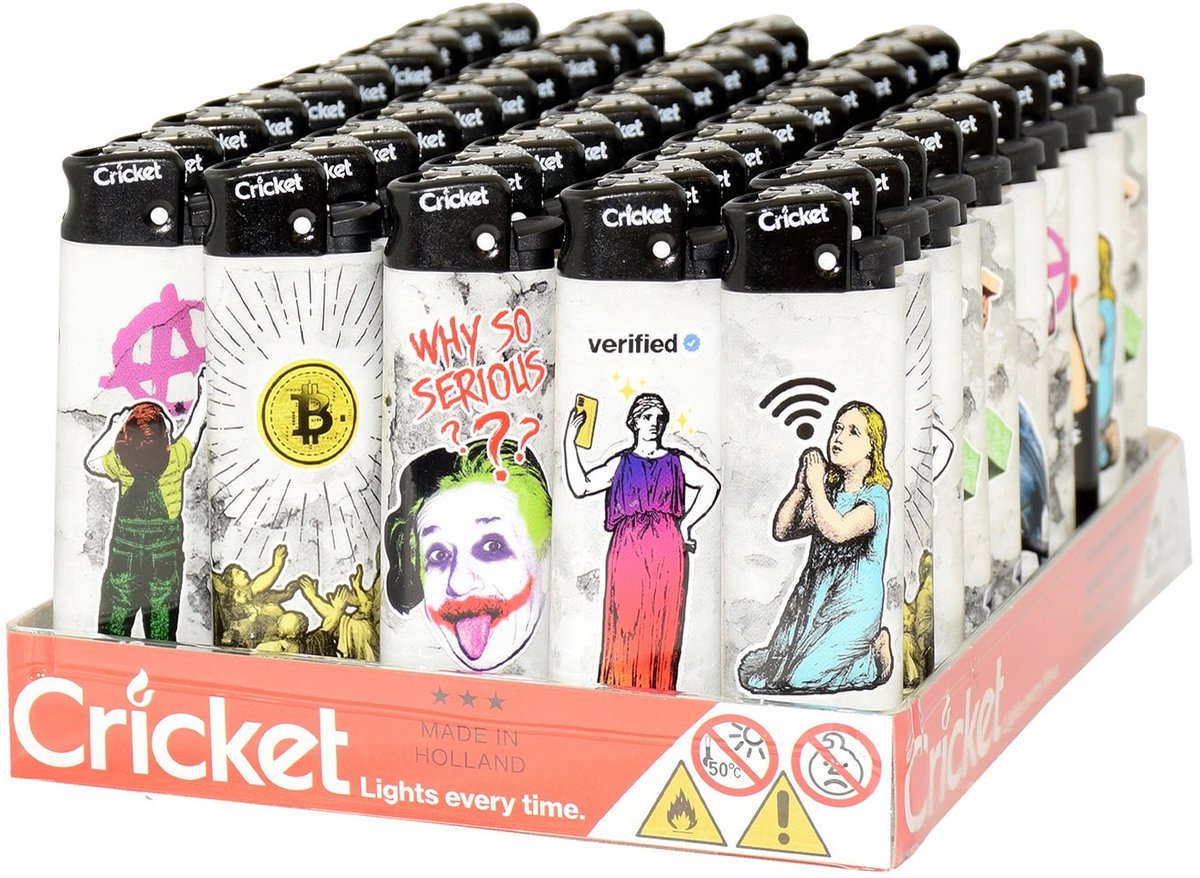 Cricket Original "Street Art 1" aanstekers - DIsplay 50 stuks