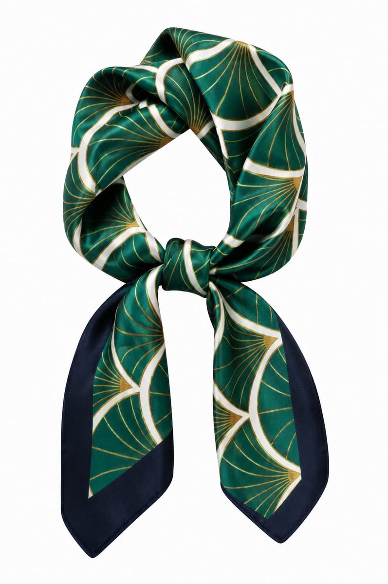 Mooie dames sjaal groen satijn | Zijde feeling 70x70 cm- Youhomy accessoires neksjaaltje | Hoofdsjaal | Stewardess Sjaaltje| Cadeau voor dames| Sinterklaas cadeau| Kerstcadeau
