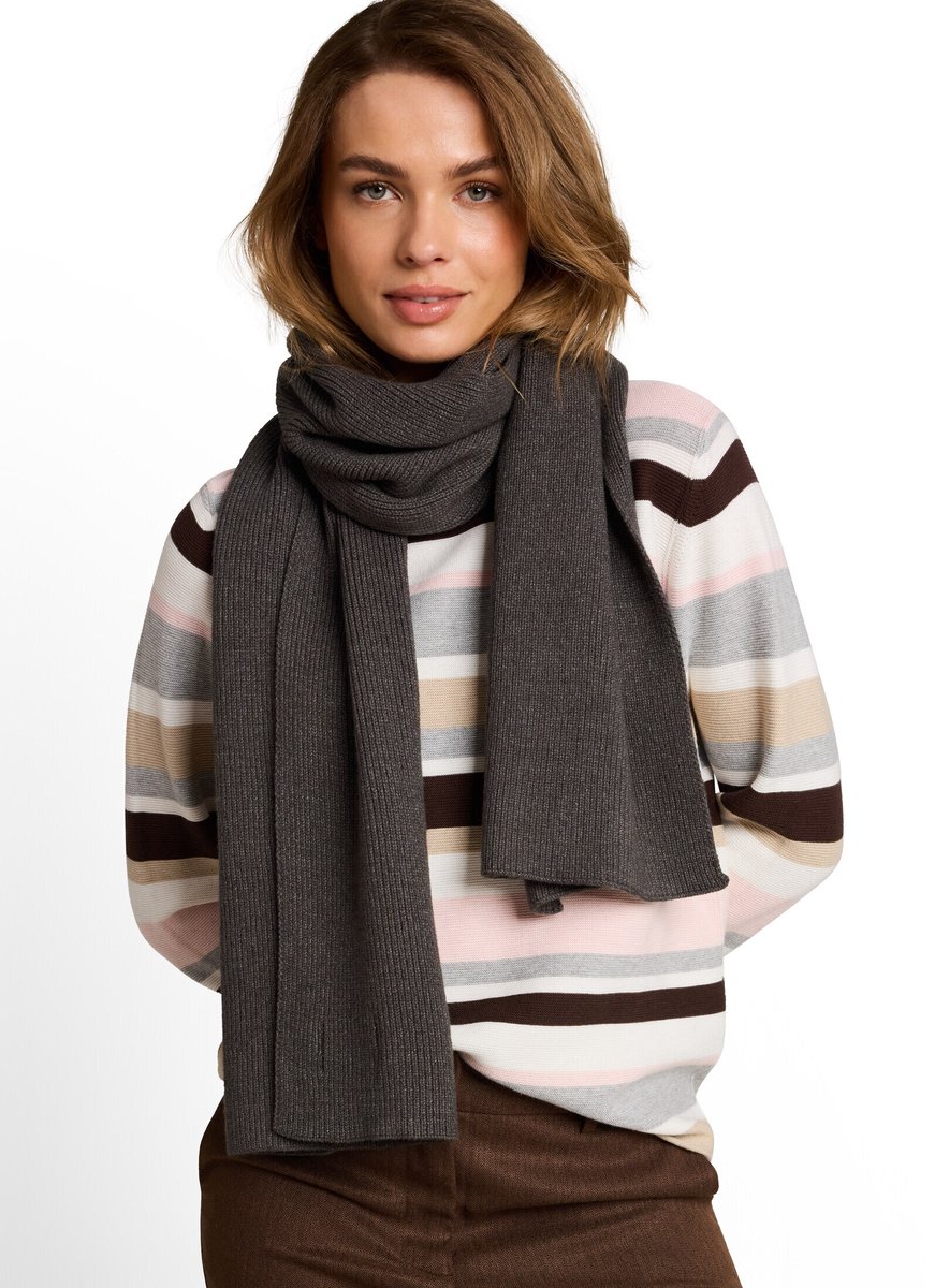 Tom Tailor - Gebreide sjaal met badge - Maat ONESIZE - dark olive melange