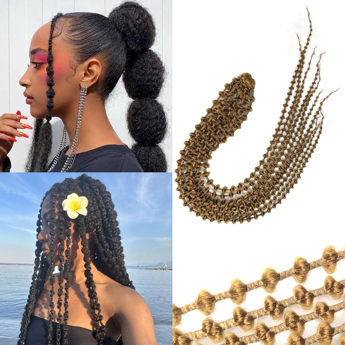 Zachte Krullende Vlechten voor Vrouwen - 10 Strengen Bubble Curl Dreads 24 Inch Voorgehaakte Faux Locs en Haakwerk