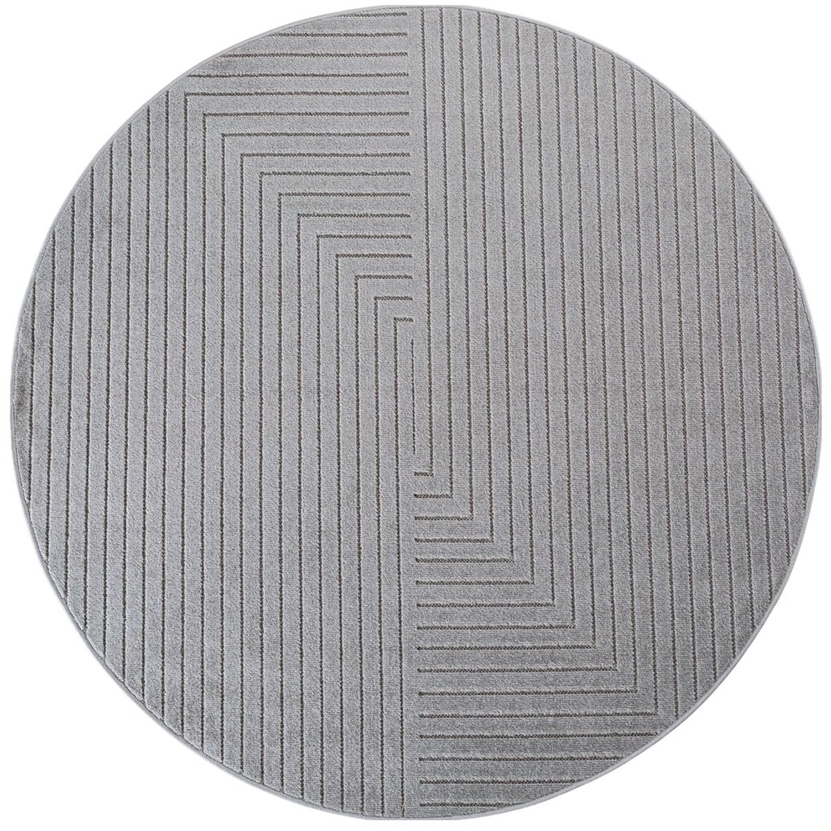 Dutch XXL Rond Scandinavisch Vloerkleed | Tapijt | Nova | Labyrint | Zilver | 160x160 cm