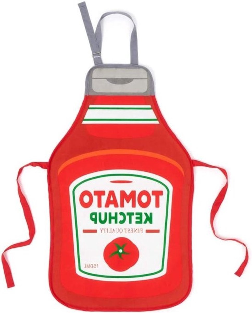 Schort Tomato - Keuken Schort - Koken en Grillen - Grappig Ketchufles Design - 88x53 cm - Rood