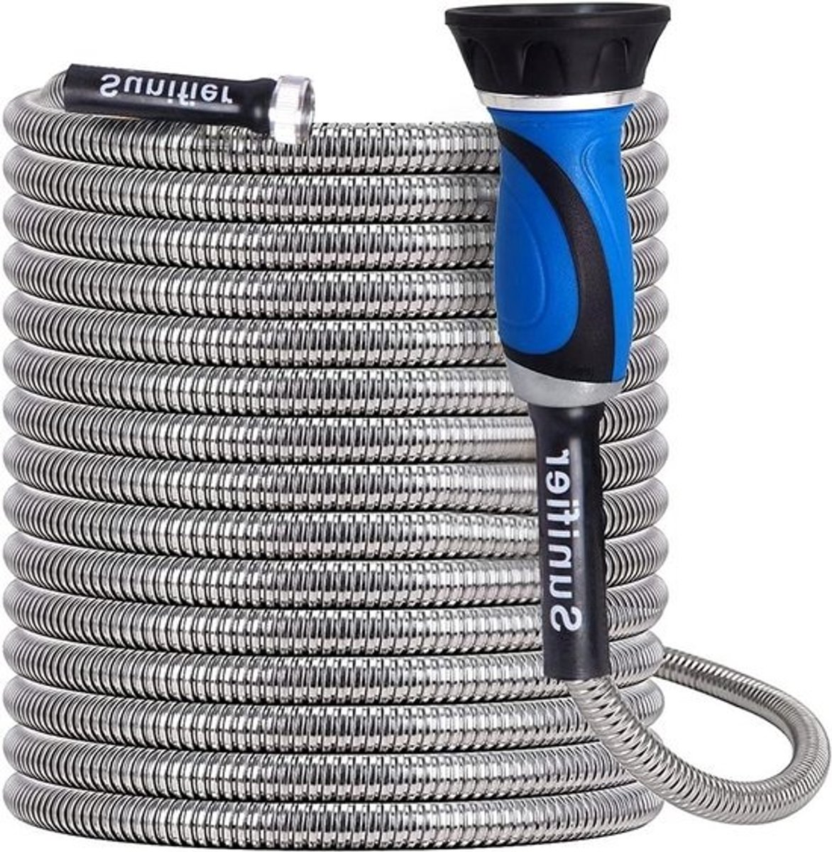 Metalen tuinslang - Flexibele waterslang - Tuin besproeien - Roestvrij staal - 15 meter - Zilverkleurig