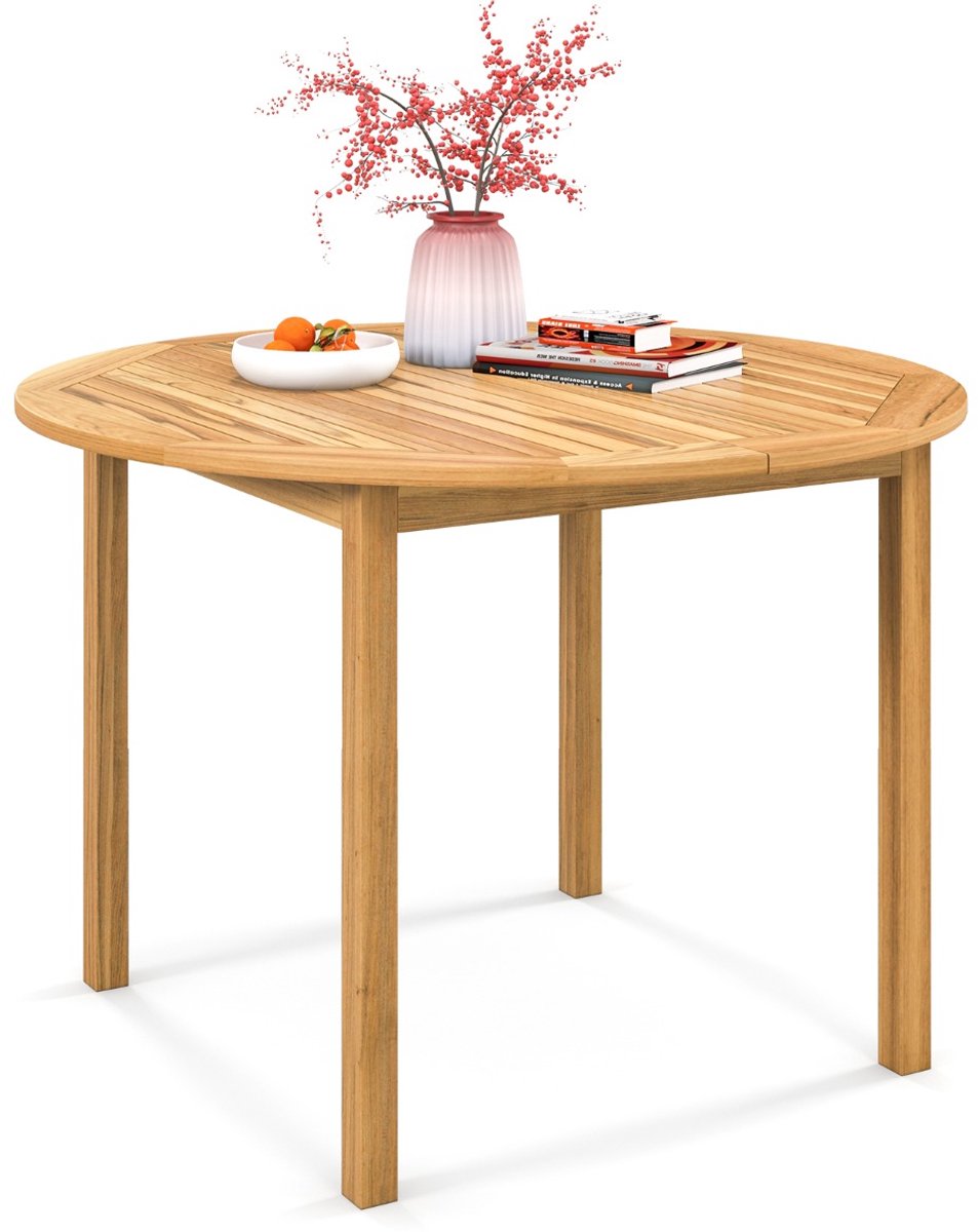 SureDeal® - Tuinmeubel - Ronde Eettafel - Buiten Eettafel Acaciahout - Personen Bistrotafel Boerderijpatio - 100x75 cm - Natuur