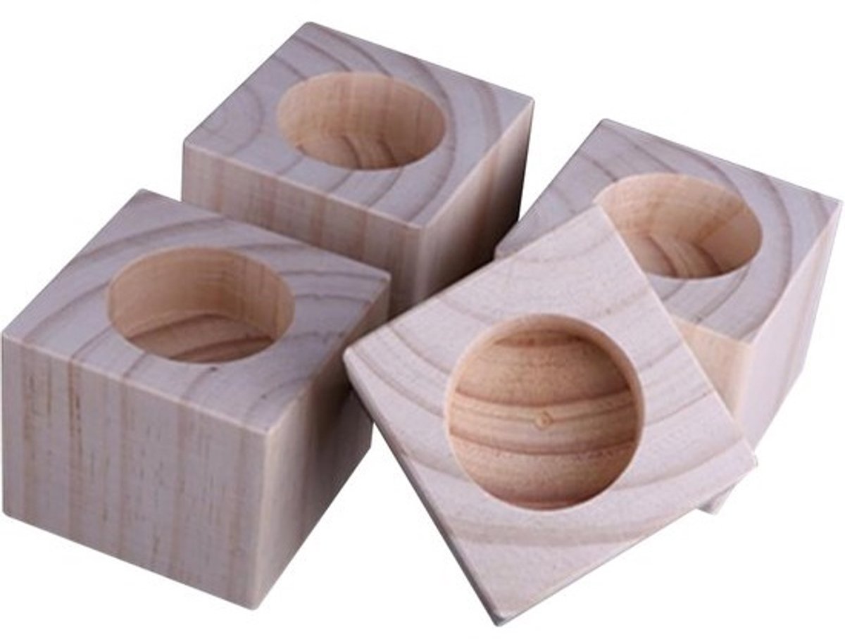 Houten meubelverhogers - Poten verhogen - Meer opbergruimte - Massief grenenhout - 5 cm hoogte - Houtkleur