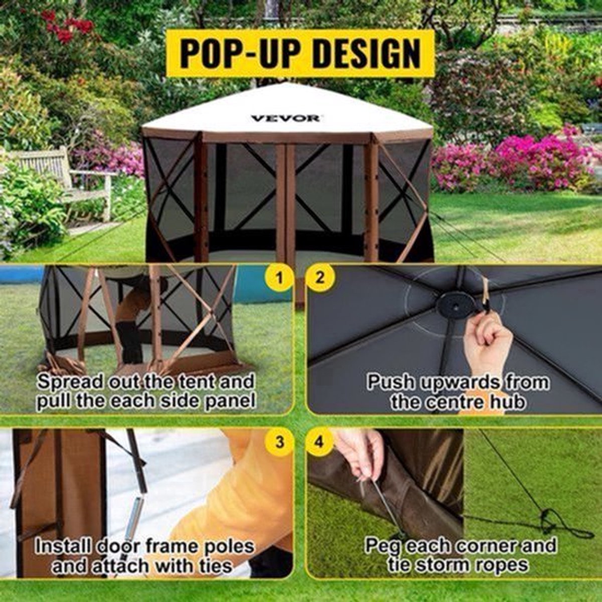 Camping - Partytent - Camping Gazebo - Tent - Luifel - Camping Luifel - 12 x 12 ft - Zonwering Tenten & Luifels Kamperen & Wandelen