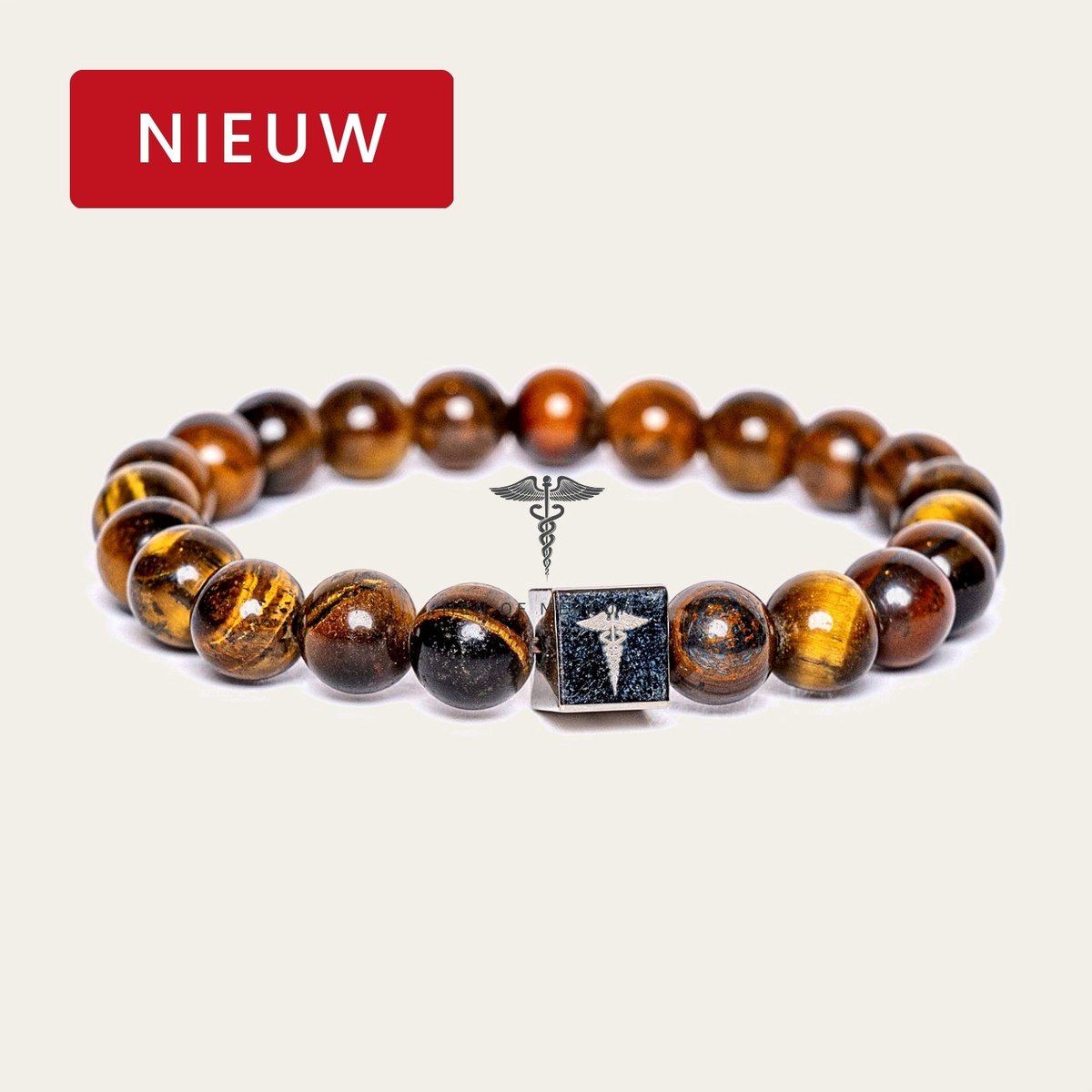 MEN OF MERCURY® Natuursteen Armband Heren - Gele Tijgeroog - Geel - Handgemaakt - Elastisch - Focus & Zelfvertrouwen - Spirituele Betekenis - 19cm