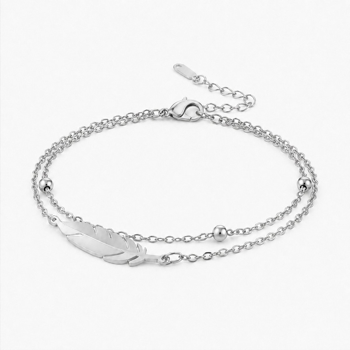 LGT JWLS - Dames armband - Zilverkleurig edelstaal - Met veer