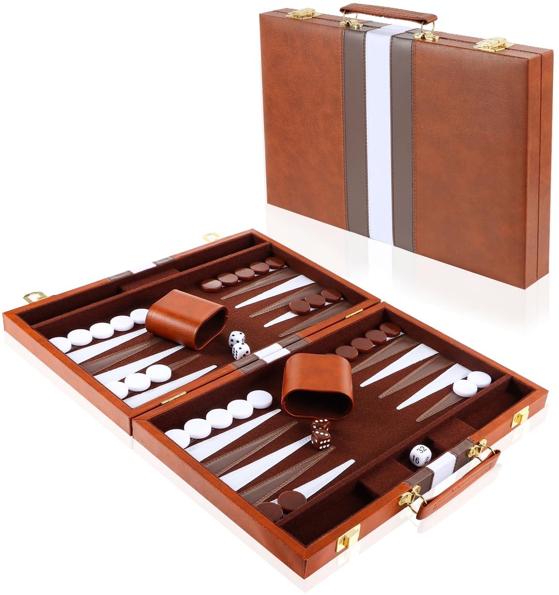 Backgammon Set voor 2 Spelers - 15 Inch Koffer Inclusief Accessoires