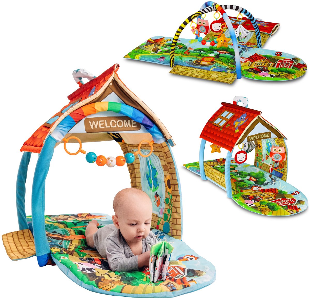 Grote Baby Speelmat 2-in-1 Activiteit met Boog - Multikleur