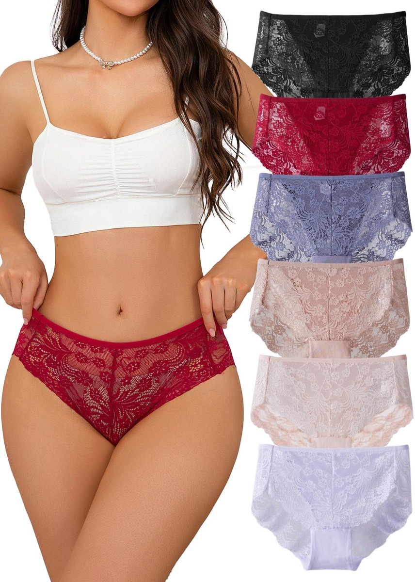 Naadloze Onderbroek - Hoge Taille - 6 Stuks - Zwart/Wit/Bordeaux/Nude/Roze/Blauw