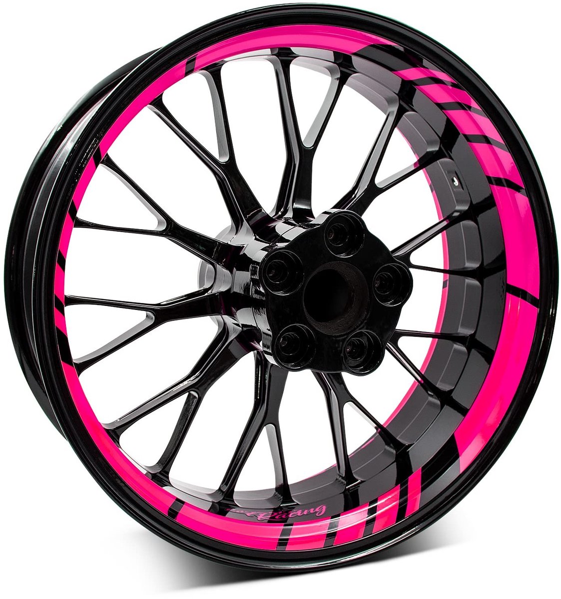 Set van 18 Velgstickers - Neon Roze voor Motor en Auto