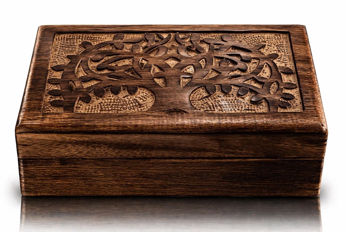 Houten Sieradenbox - Tree of Life Houtsnijwerk - Organiser voor Sieraden