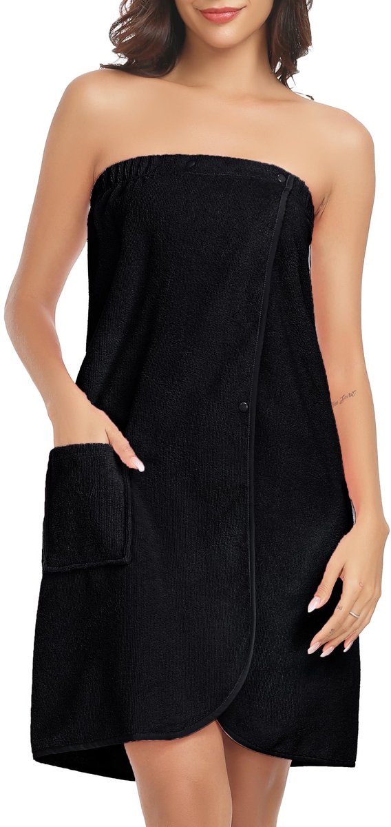 Dames badjas - Terry stof - Zwart