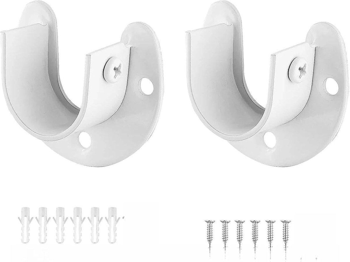 Ronde buizenhouder 38mm - Set van 2 stuks - Wit - Geschikt voor wandmontage, stevig en duurzaam, ideaal voor organisatie