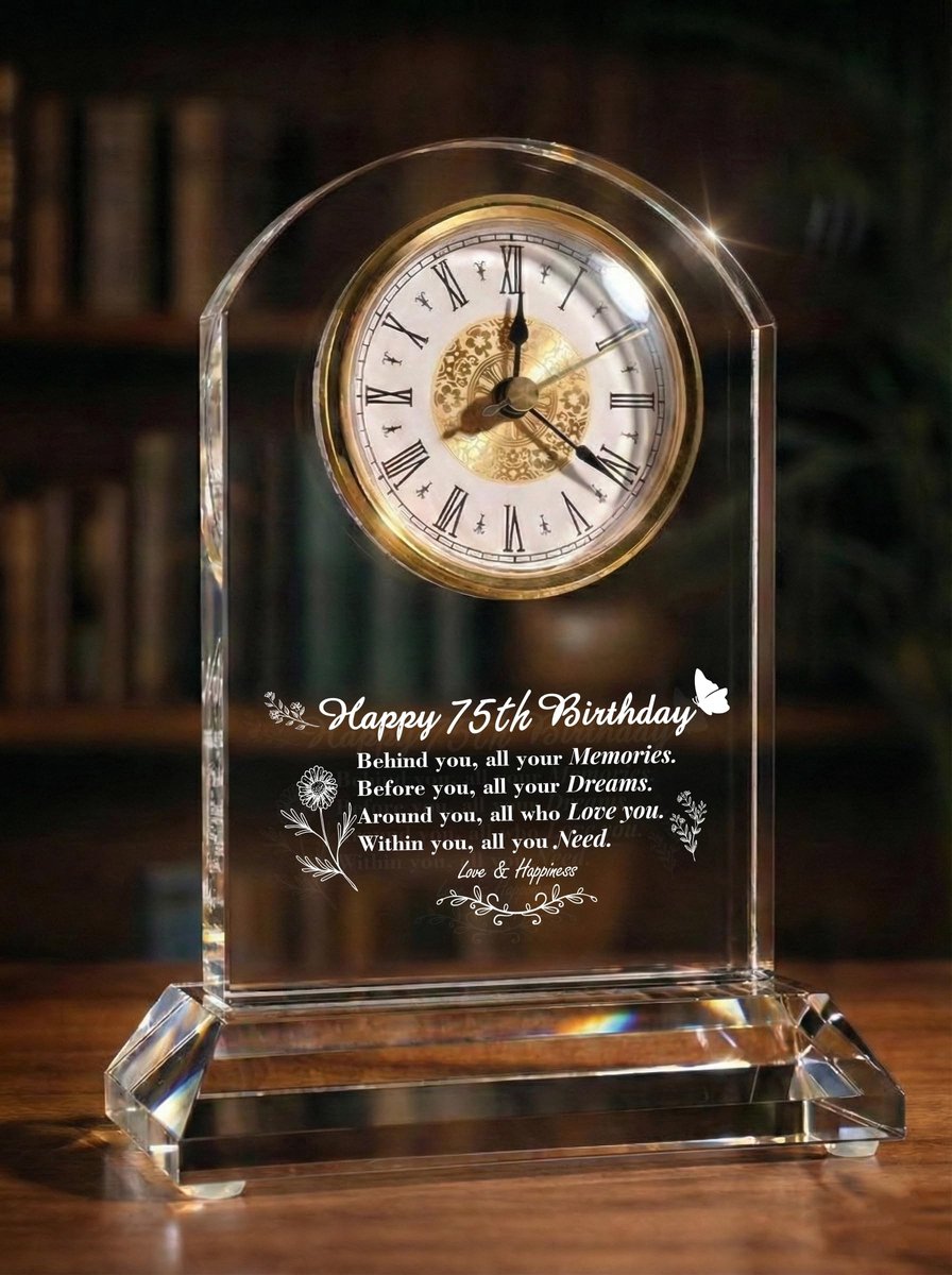 Kwarts Bureau Klok - Gouden Tafeldecoratie voor Verjaardag 75 Jaar